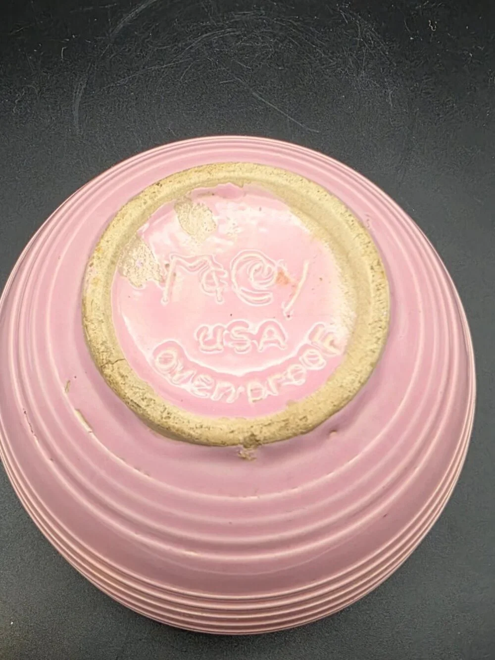 RARE Vintage McCoy USA Pink Ribbed Beehive Oven Proof Mixing Bowl 6” Wide